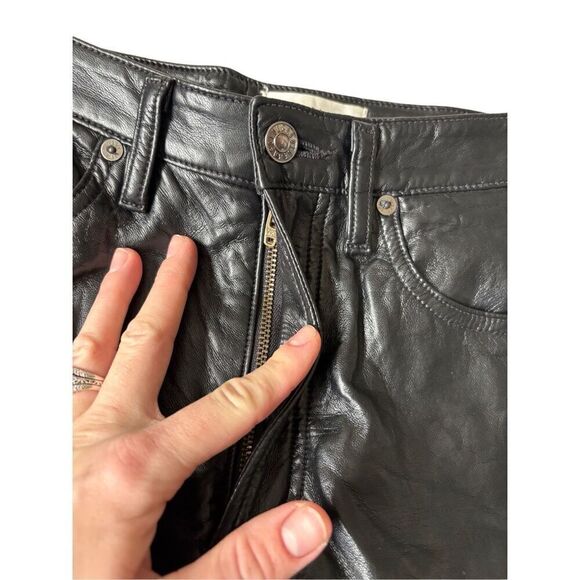 Agolde Recycled Leather Relaxed Boot Pant size 25 Black Detox - Picture 10 of 12